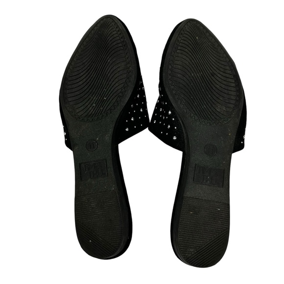 Womens Time And Tru Mule Black & Silver Studded Sz 11 Memory Foam Slip On Slide - Picture 9 of 11